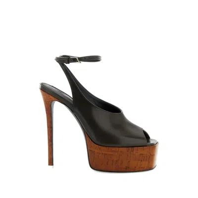 Attico Ornella Sandals Peep Toe Platform Sole In Black