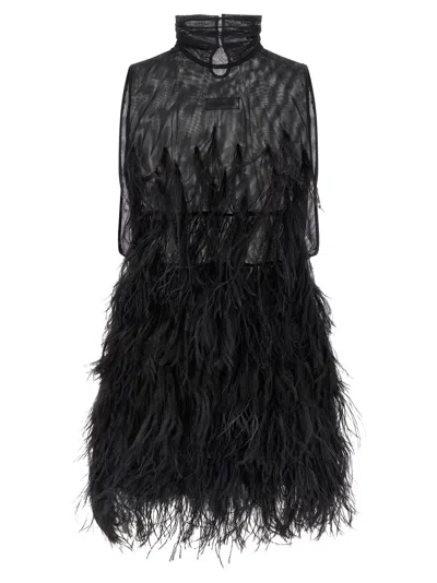 ATTICO OSTRICH FEATHER DRESS