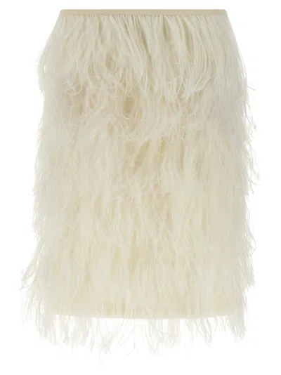 ATTICO OSTRICH FEATHER SKIRT SKIRTS WHITE