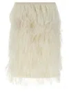 Attico Elastic Waistband Feather Detailed Skirt In Neutral