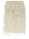 Attico Elastic Waistband Feather Detailed Skirt In White