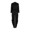 Attico Long-sleeved Satin Overall In Black