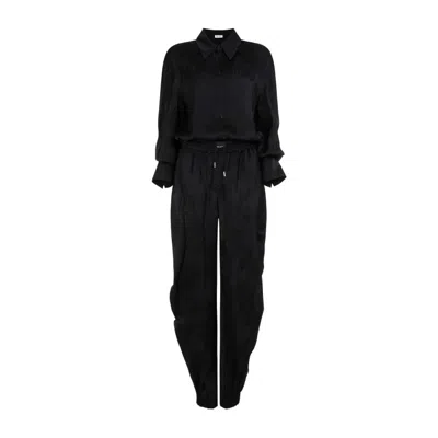 Attico Overall Black Viscose Jumpsuit