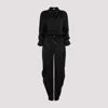 Attico Long-sleeved Satin Overall In Black