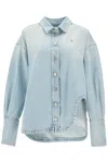 Attico Long-sleeved Denim Shirt With Shaped Slit