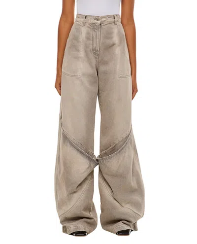 Attico Oversize Denim Pants In Brown