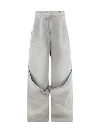 Attico Gray High-rise Wide-leg Denim Pants