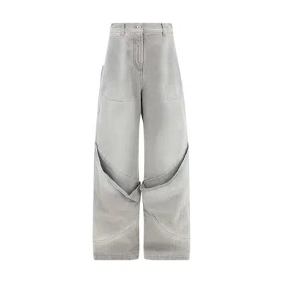 Attico Gray High-rise Wide-leg Denim Pants