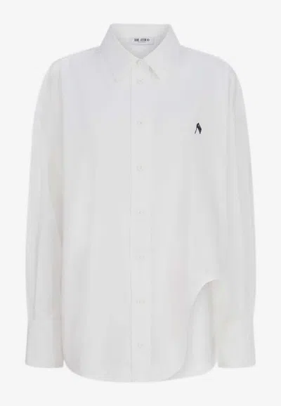 Attico Oversized Asymmetric Shirt In Multi