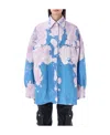 Attico Oversized Bleached-effect Shirt Jacket In Blue