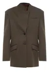 Attico Oversized Brown Jacket With Korean Collar In Brown