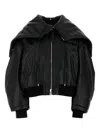 Attico Oversized-collar Leather Jacket In Black