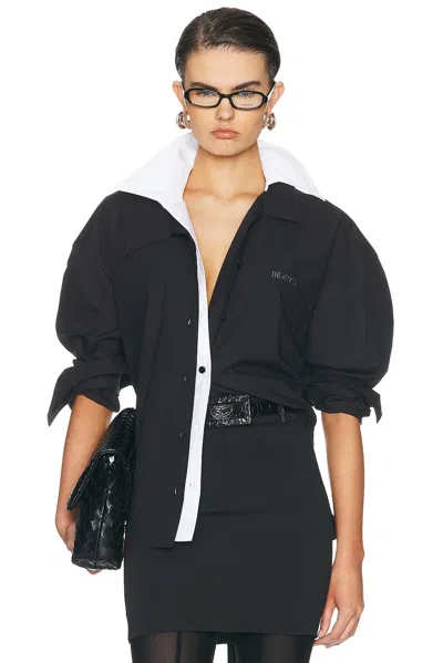 Attico Oversized Contrast Shirt In Black