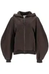 Attico Oversized Cotton Bomber Jacket With Hood In Brown