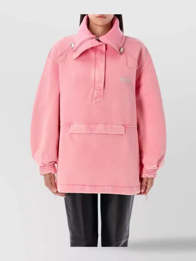 Attico Oversized Cotton Hooded Anorak In Pink