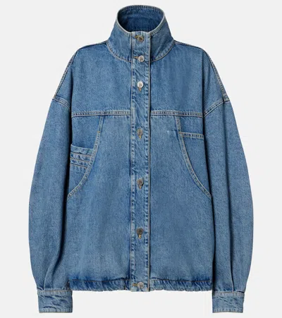 Attico Oversized Denim Bomber Jacket In Blue