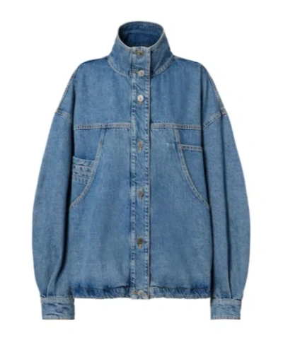 Attico Oversized Denim Bomber Jacket In Blue