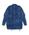 Attico Drawstring Collared Neck Jacket Front Pockets In Blue