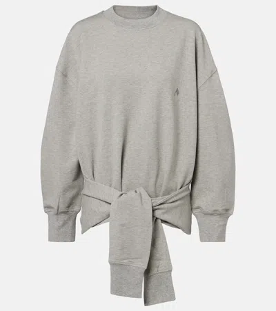 Attico Oversized Draped Cotton-blend Sweatshirt In Gray