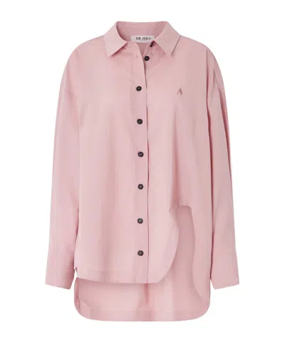 Attico Oversized Embroidered Crepe Shirt In Pink