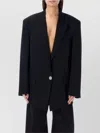Attico Oversized Glen Blazer With Asymmetric Hem In Black