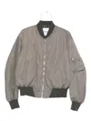 Attico Grey Bomber Jacket With Front Zip Closure And One Zipped Pocket On The Sleeve In Tech Fabric Woman In Gray