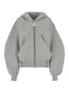 ATTICO OVERSIZED GREY HOODIE WITH LOGO LETTERING EMBROIDERY IN COTTON WOMAN