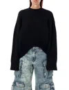 Attico Asymmetric Wool And Cashmere Pullover In Black