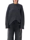 Attico Asymmetric Wool Cashmere Sweater In Grey