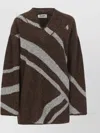 Attico Oversized Knit Sweater Geometric Design In Brown