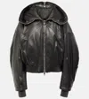 Attico Oversized Leather Bomber Jacket In Black
