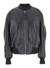 Attico Black Bomber Jacket With Zip Closure