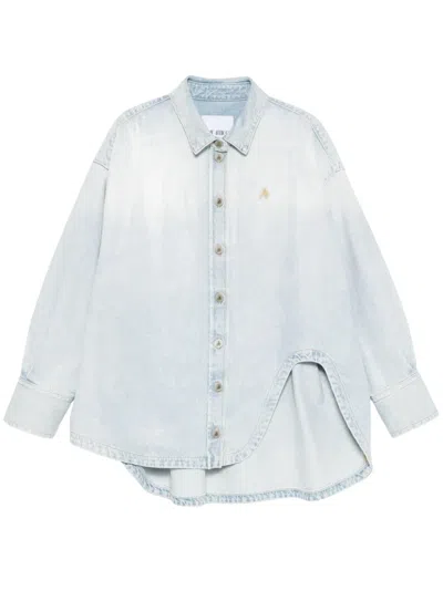 Attico Oversized Light Wash Denim Shirt In Blue