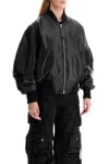 Attico Oversized Nappa Leather Bomber Jacket In Black