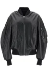 Attico Oversized Nappa Leather Bomber Jacket In Black