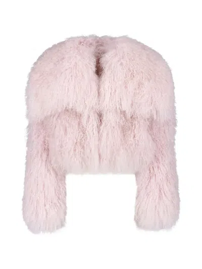 Attico Oversized Shearling Jacket In 핑크