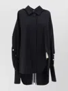 Attico Oversized Shirt With Metallic Accents And High-low Hem
