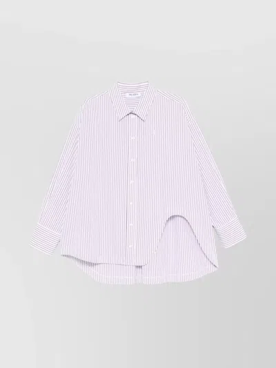 Attico Oversized Striped Collared Top In Multicolour
