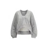 Attico Cotton Sweatshirt Logo Drop V-neck Ribbed In Gray