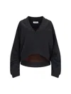 Attico Oversized Sweatshirt With Deep V-neck In Gradient Black In Black  