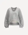 Attico Cotton Sweatshirt Logo Drop V-neck Ribbed In Gray