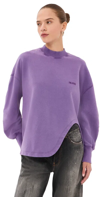 Attico Slit Sweatshirt Asymmetric Hem Ribbed Cuffs In Purple