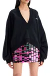 Attico Oversized Logo-embellished Cotton-blend Jersey Sweatshirt In Black