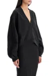 Attico Oversized Sweatshirt With Deep V-neck In Gradient Black