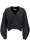 Attico Oversized Sweatshirt With Deep V-neck In Gradient Black