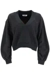 Attico Oversized Sweatshirt With Deep V-neck In Gradient Black In Black