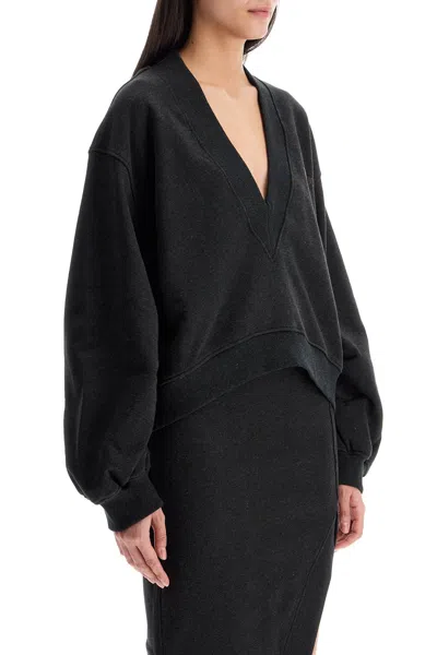 Attico Oversized Sweatshirt With Deep V Neck In Gradient In Grey