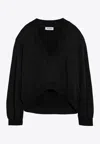 Attico Oversized Sweatshirt With Deep V-neck In Gradient Black In Black
