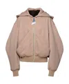 Attico Oversized Hooded Bomber Jacket In Nude