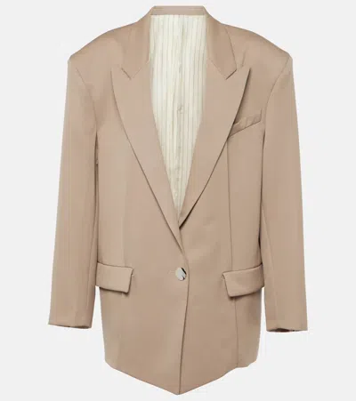 Attico Wool Jacket With Lapel Collar And Pockets In Pink